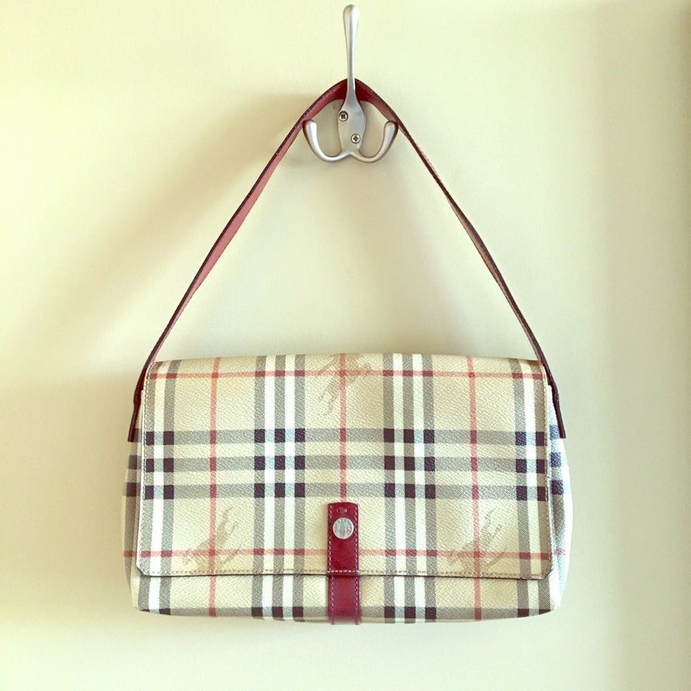 Burberry Nova Print Purse w/ Red Leather Strap